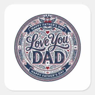 Ich liebe dich Papa Vintage Vatertags-Aufkleber | Quadratischer Aufkleber