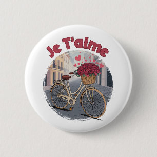Ich liebe dich Paris Liebeszitat Valentinstag in F Button