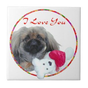 Ich liebe dich Pekingese Welpe Fliese