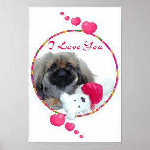 Ich liebe dich Pekingese Welpe Poster