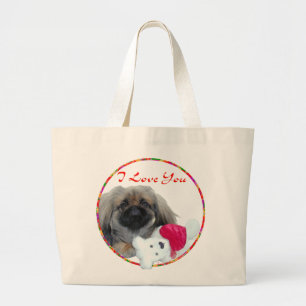 Ich liebe dich Pekingeser Welpe Jumbo Stoffbeutel