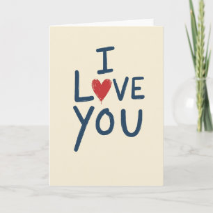 Ich liebe dich Pinselstrich Herz Karte