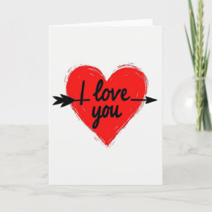 Ich liebe dich Pinselstrich Herz Pfeil Karte