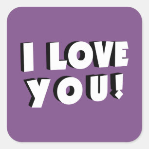 Ich Liebe dich! Quadratischer Aufkleber