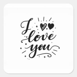 ich liebe dich quadratischer aufkleber