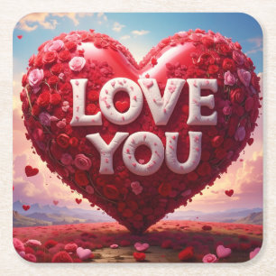 Ich liebe dich rechteckiger pappuntersetzer