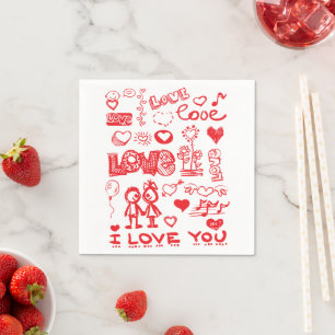 Ich Liebe dich, Red Hearts Serviette