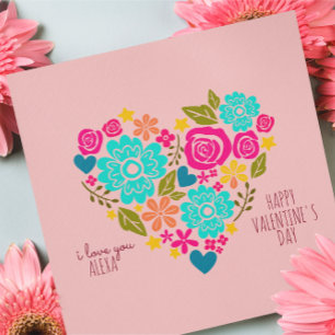 ICH LIEBE DICH RETRO BOHO HERZFÖRMIGER VALENTINSTA KARTE