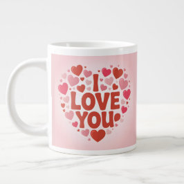 Ich liebe dich rosa Herzen Jumbo-Mug Jumbo-Tasse