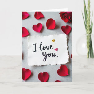 Ich liebe dich rote Glitter-Herzen Karte