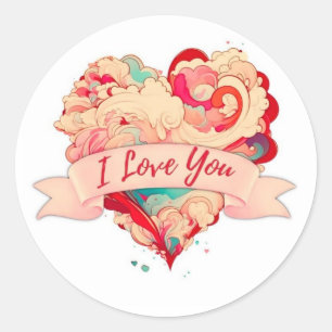 ICH LIEBE DICH RUNDER AUFKLEBER