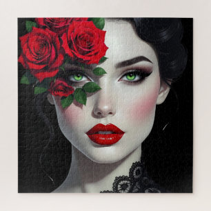 Ich liebe Dich Schöne Frau mit roter Rose