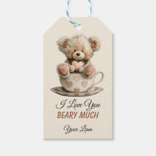 Ich liebe dich sehr auf Cup-Postkarte Geschenkanhänger