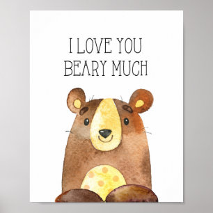 Ich liebe dich sehr, Wald Bären-Kinderzimmer-Kunst Poster