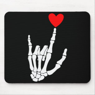 Ich liebe dich Skelett-Handzeichen Asl Herz Valent Mousepad