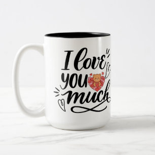 Ich liebe dich so sehr Kalligrafie-Herz-Kaffeetass Zweifarbige Tasse