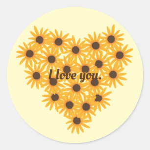 Ich Liebe dich, Sonnenblumen-Herzkleber Runder Aufkleber