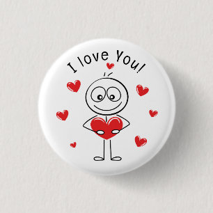 Ich liebe dich Stockfigur Süße Herzen Button