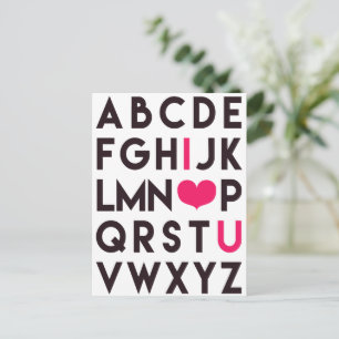 ICH LIEBE DICH - Süße Alphabet-Postkarte Postkarte