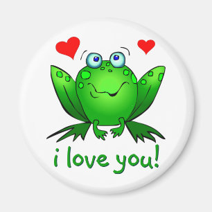 Ich liebe dich süßer grüner Cartoon-Frosch weiß Magnet