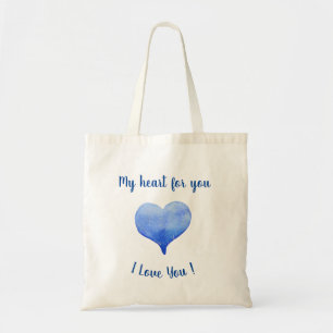 Ich liebe dich süßes blaues Herz Valentinstag   Tragetasche