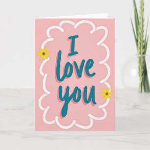 Ich liebe dich Teal-Schriftkarte Karte