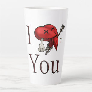 Ich liebe dich tödlich verwundetes Herz mit Pfeil Milchtasse