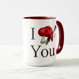 Ich liebe dich tödlich verwundetes Herz mit Pfeil Tasse