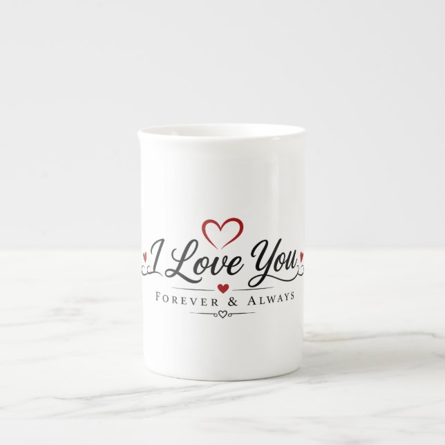 Ich liebe dich Typografie-Design Prozellantasse (Vorderseite)