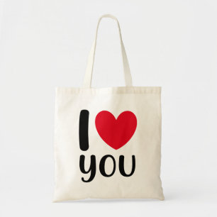 Ich liebe dich Typografie Herz Rot Schwarz Valenti Tragetasche