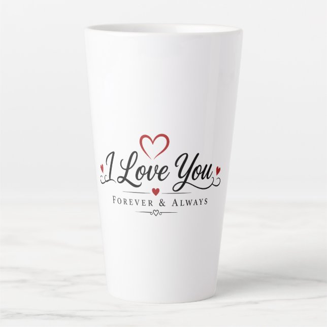 Ich liebe dich Typography Design Milchtasse (Vorderseite)