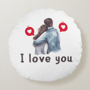 Ich liebe dich valentine Trending Ornament Designs Rundes Kissen