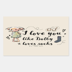 Ich liebe dich wie Dobby Socken liebt Rechteckiger Aufkleber