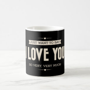 Ich liebe Dich Zitat Rosa Weiß & Schwarz Herz Tass Kaffeetasse