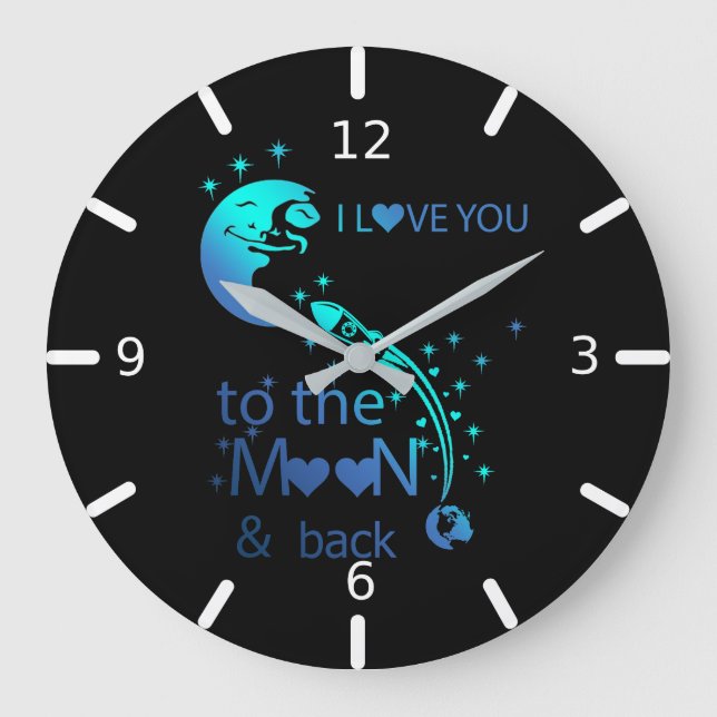 Ich Liebe dich zum Mond und zurück Große Wanduhr (Vorderseite)