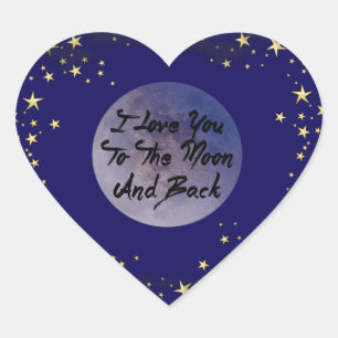Ich Liebe dich zum Mond und zurück Herz-Aufkleber