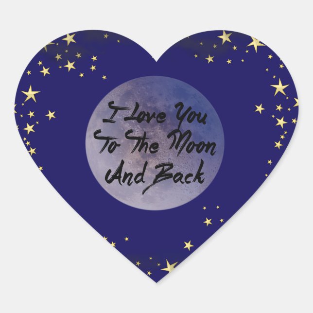 Ich Liebe dich zum Mond und zurück Herz-Aufkleber (Vorderseite)