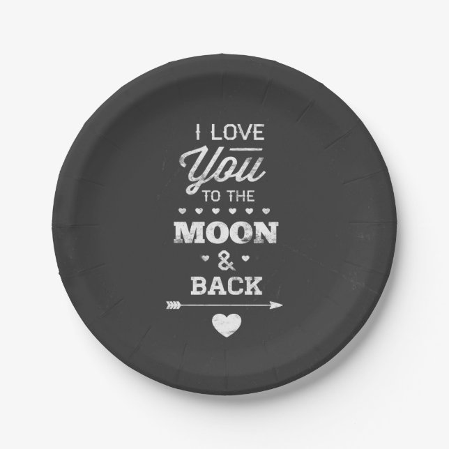 Ich Liebe dich zum Mond und zurück Pappteller (Vorderseite)