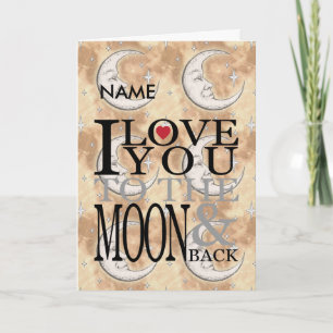 Ich Liebe dich zum Mond und zurück personalisiert Feiertagskarte