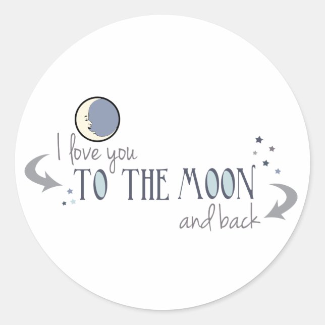 Ich Liebe dich zum Mond und zurück Runder Aufkleber (Vorderseite)