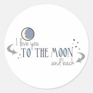 Ich Liebe dich zum Mond und zurück Runder Aufkleber