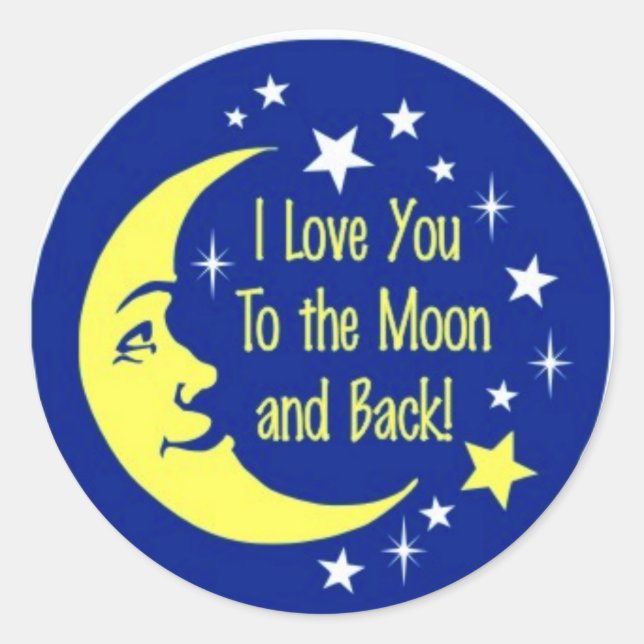 Ich Liebe dich zum Mond und zurück Runder Aufkleber (Vorderseite)