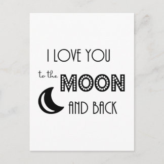 Ich Liebe dich zum Mond und zurück Schwarz-weiß Postkarte