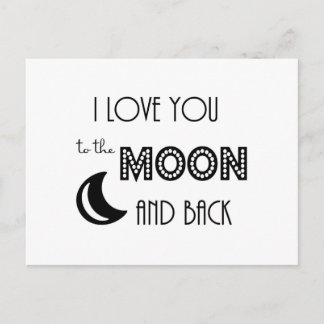 Ich Liebe dich zum Mond und zurück Schwarz-weiß Postkarte