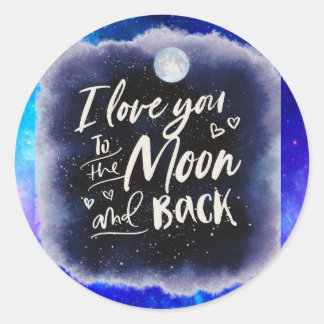 Ich Liebe dich zum Mond und zurück zur Galaxie Runder Aufkleber