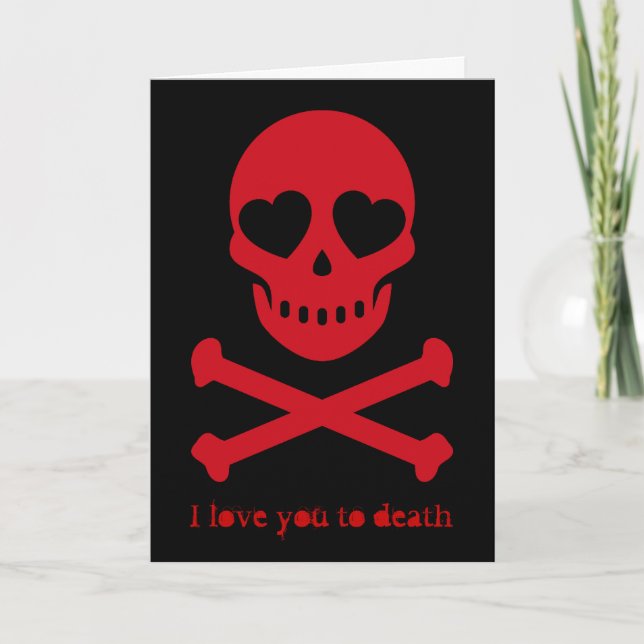 Ich Liebe dich zum Totenschädel Feiertagskarte (Vorderseite)