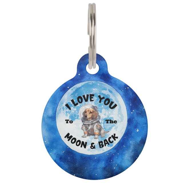 Ich Liebe dich zur Mond-Back-Dackel Haustiermarke (Vorderseite)