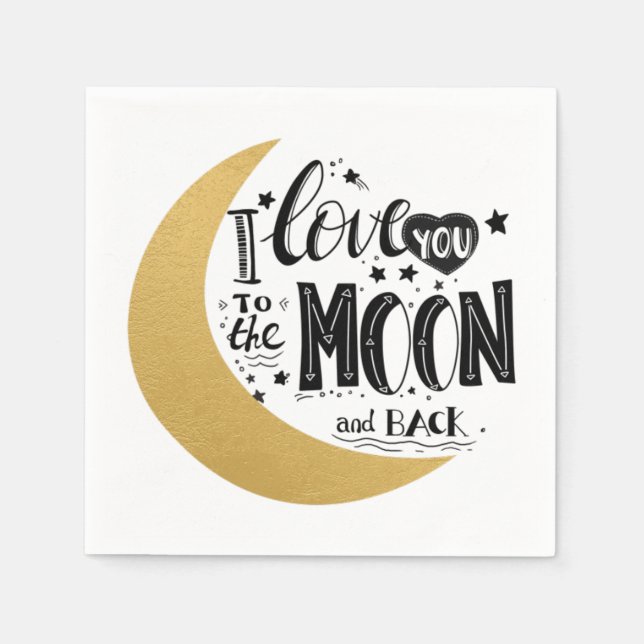 Ich Liebe dich zur Mond- und Rückdusche Serviette (Vorderseite)