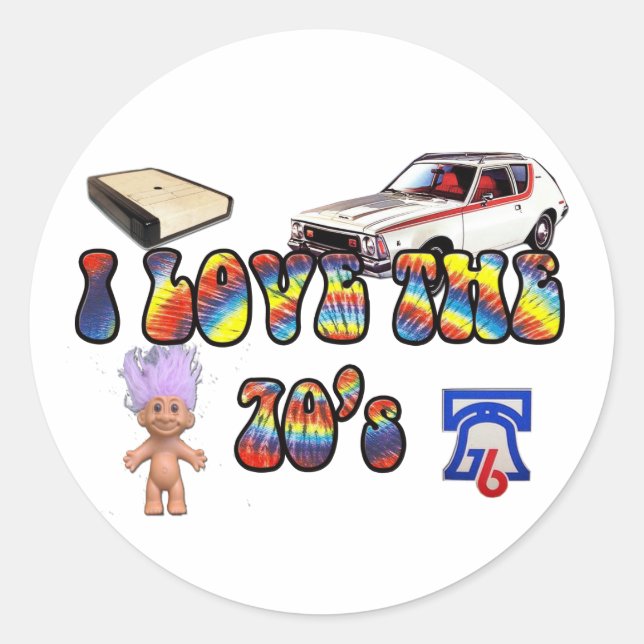 Ich Liebe die 70er Jahre 1 Runder Aufkleber (Vorderseite)