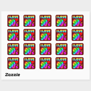 ich liebe die 90er  quadratischer aufkleber
